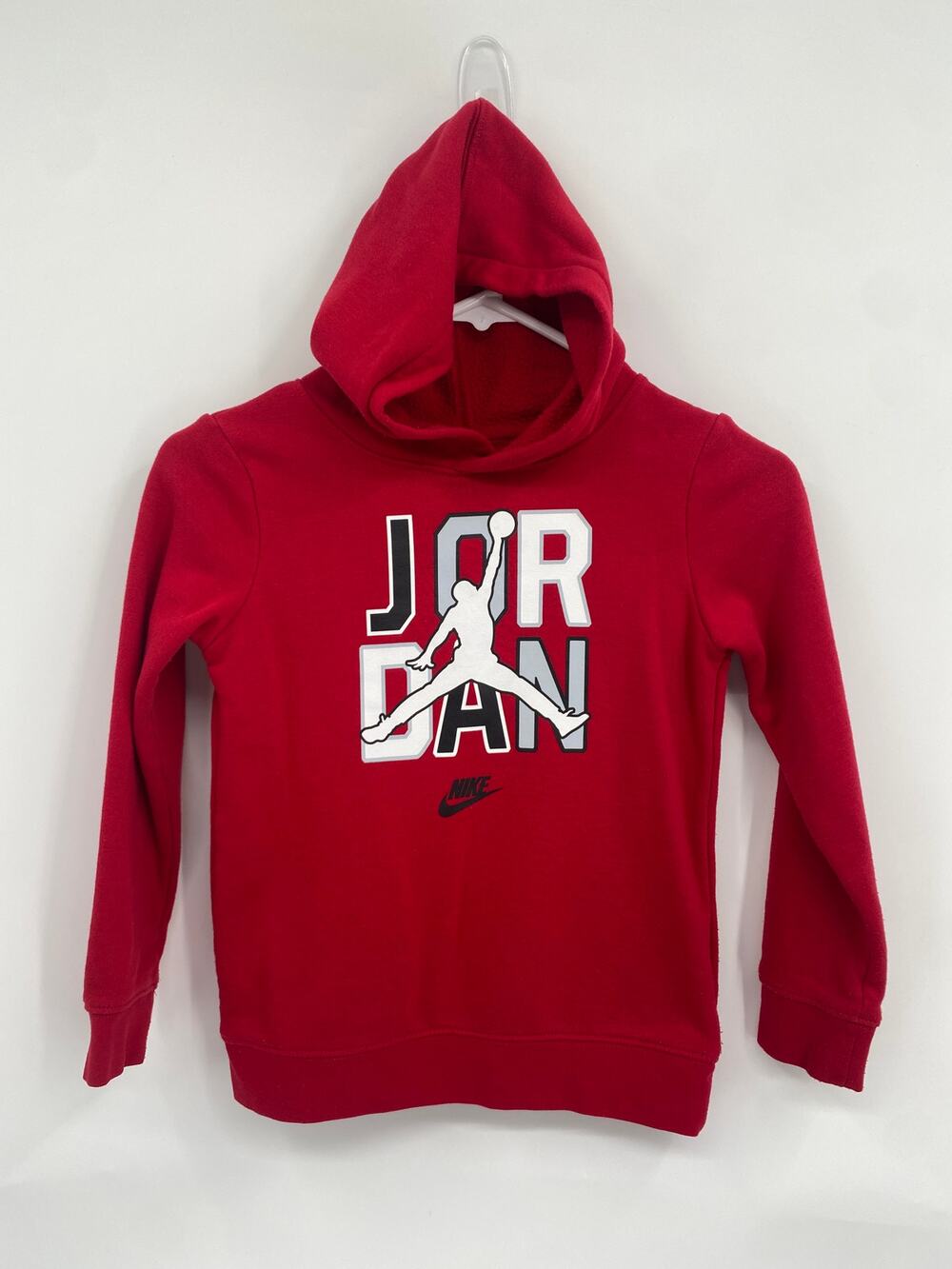 Nike Jordan Red Hoodie Pullover Sweatshirt Kids 7 LG 6-7 yrs